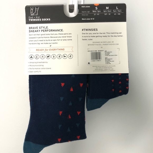 Twinsies Socks Kid+Dad Striped Red Green Size Med - Picture 5 of 8